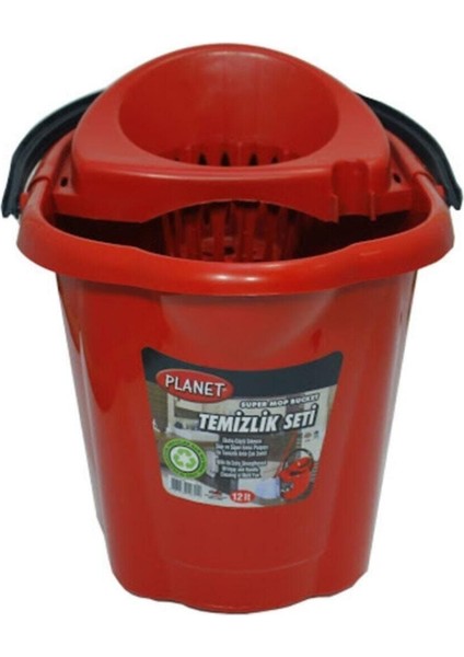 13 Litre Kırmızı Temizlik Kovası, Dayanıklı ve Kullanışlı Ev Temizlik Aracı
