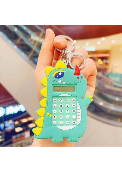 Hesap Makinesi Dino Mini Anahtarlıklı Labirent Oyunlu / Yeşil
