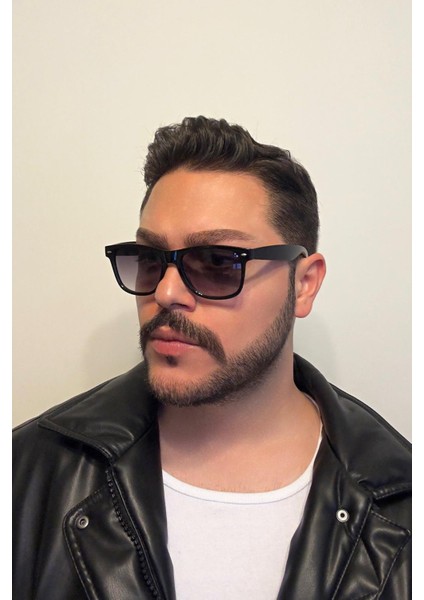 Wayfarer Siyah Erkek Güneş Gözlük Parlak Çerçeve Çapraz Kesim