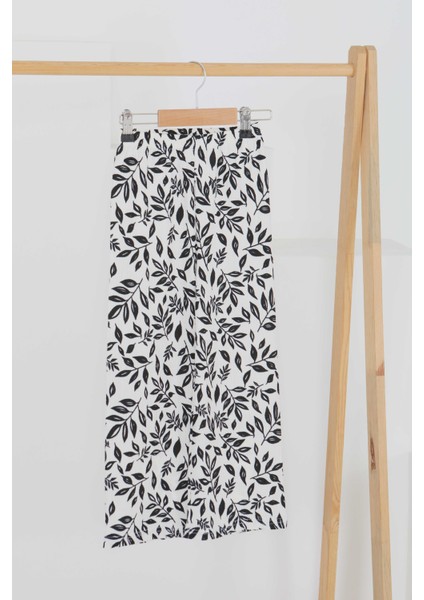 Kız Çocuk Siyah Çiçek Desenli Pantolon - 27499