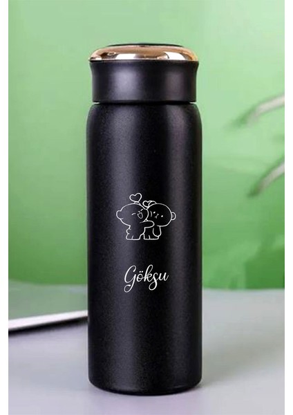 Kişiye Özel Dijital Göstergeli 500 ml Akıllı Ayıcık Baskılı Termos - Sıcak Soğuk Içecek Şişesi