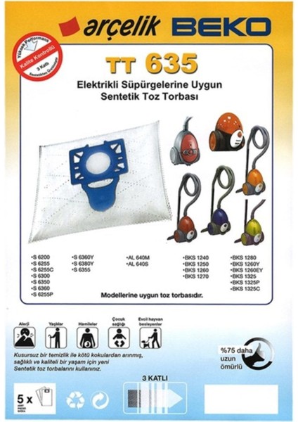 Çok Renkli Uyumlu Süpürge Toz Torbası 25 Adet fiyatları