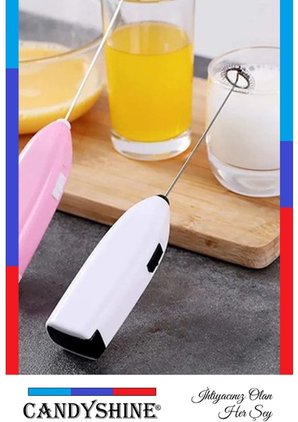 Mavi Renkli Mini El Mikseri, Süt Köpürtücü ve Çırpıcı Blender