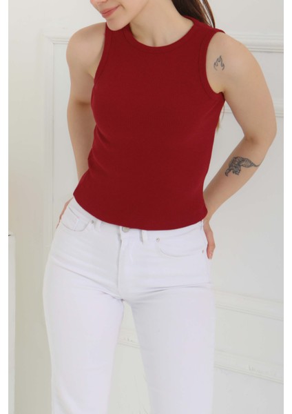 Sıfır Kol Crop Bordo - 27135 fiyatları