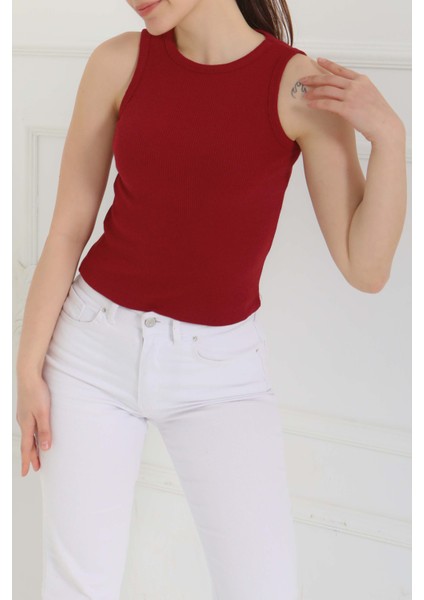 Sıfır Kol Crop Bordo - 27135 modelleri