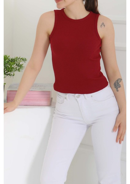 Sıfır Kol Crop Bordo - 27135 fırsatları