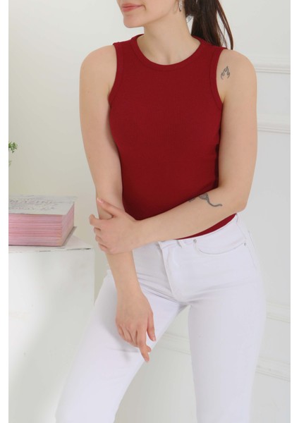Sıfır Kol Crop Bordo - 27135 indirimleri