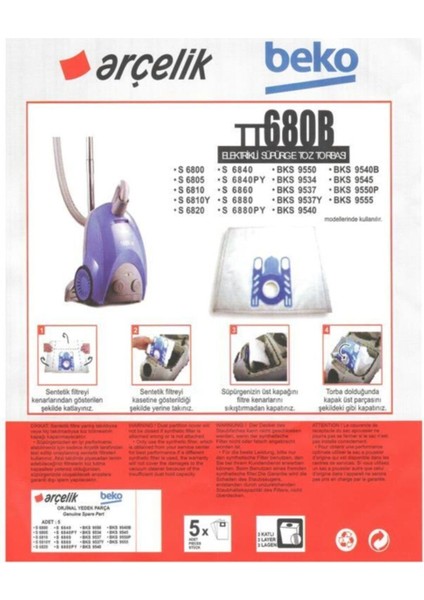 S 6880 Py Süpürge ve 5 Toz Torbası Beyaz Set