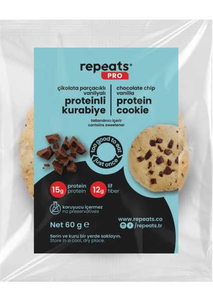 Pro Yüksek Proteinli Çikolata Parçacıklı Vanilyalı Kurabiye 60 gr