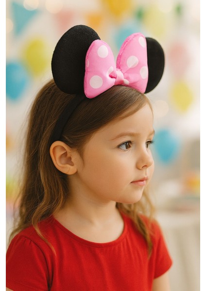 Minnie Mouse Temalı Pembe Kulak Taç – Eğlenceli Parti Aksesuarı