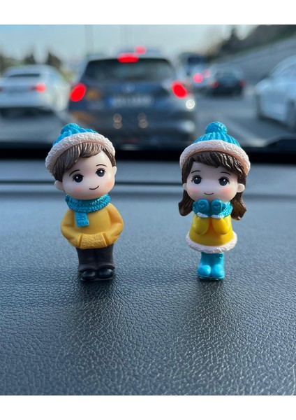 Araba Içi Torpido Üstü Sevimli Bereli Çift Dekorasyon Biblo Aksesuar Torpido Süsü Sevgiliye Hediye