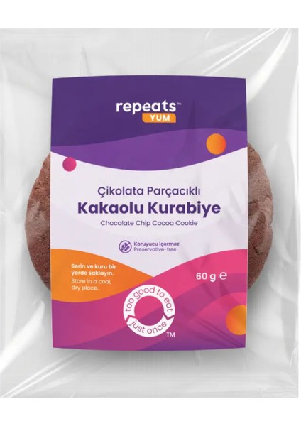 Yum Çikolata Parçacıklı Kakaolu Kurabiye 60 gr