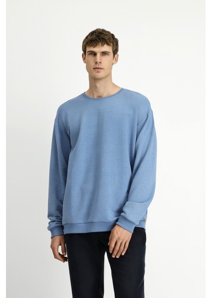 Bisiklet Yaka Regular Fit Pamuklu Sweatshirt