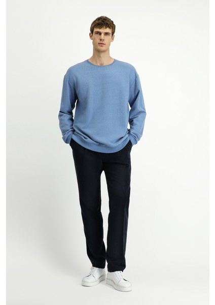 Bisiklet Yaka Regular Fit Pamuklu Sweatshirt fiyatları