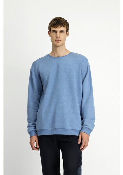 Bisiklet Yaka Regular Fit Pamuklu Sweatshirt fırsatları