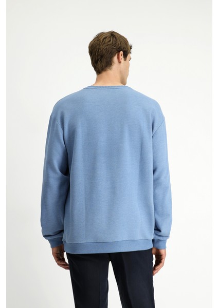 Bisiklet Yaka Regular Fit Pamuklu Sweatshirt indirimleri