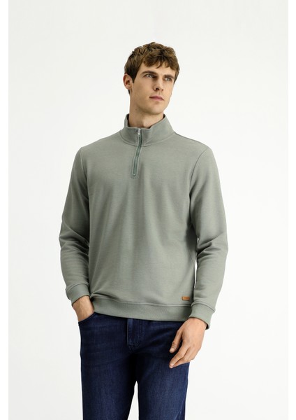 Yarım Balıkçı Yaka Yaka Regular Fit Fermuarlı Pamuklu Sweatshirt