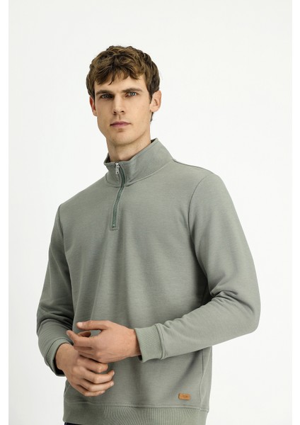 Yarım Balıkçı Yaka Yaka Regular Fit Fermuarlı Pamuklu Sweatshirt modelleri