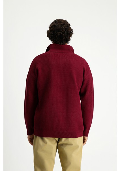 Polo Yaka Oversize Ekstra Rahat Kesim Desenli Triko Kazak indirimleri