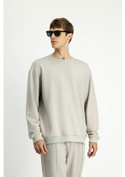 Bisiklet Yaka Regular Fit Pamuklu Sweatshirt