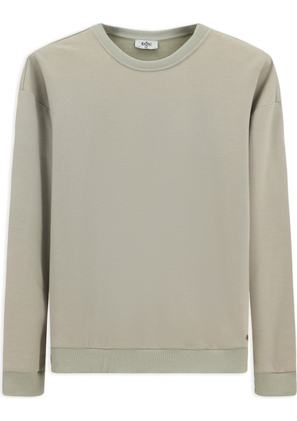 Bisiklet Yaka Regular Fit Pamuklu Sweatshirt indirimleri