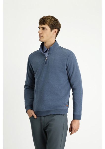 Yarım Balıkçı Yaka Yaka Regular Fit Fermuarlı Pamuklu Sweatshirt