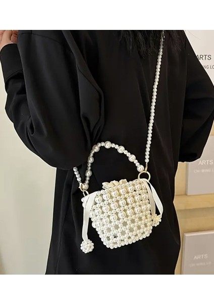 El Örmesi - İnci Parıltısıyla Mini Silindir Kova El Çantası- Günlük ,Özel Gün (Nikah,Düğün) fiyatları