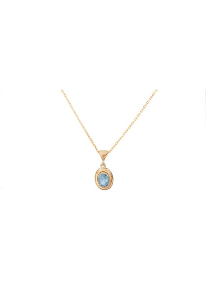 Topaz Taşlı Gümüş Üzeri Altın Kaplama Kolye modelleri