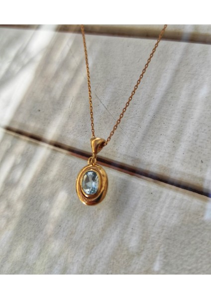 Topaz Taşlı Gümüş Üzeri Altın Kaplama Kolye fırsatları