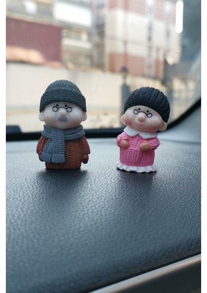 Araba Içi Torpido Üstü Sevimli Tonton Çift Dede Nine Dekorasyon Biblo Aksesuar