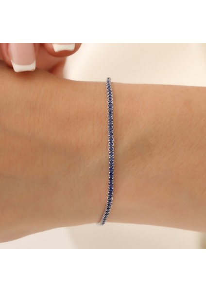 925 Ayar Gümüş Safir Zirkon Taşlı Ayarlanabilir Suyolu Bileklik modelleri