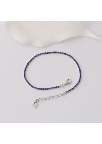 925 Ayar Gümüş Safir Zirkon Taşlı Ayarlanabilir Suyolu Bileklik fırsatları