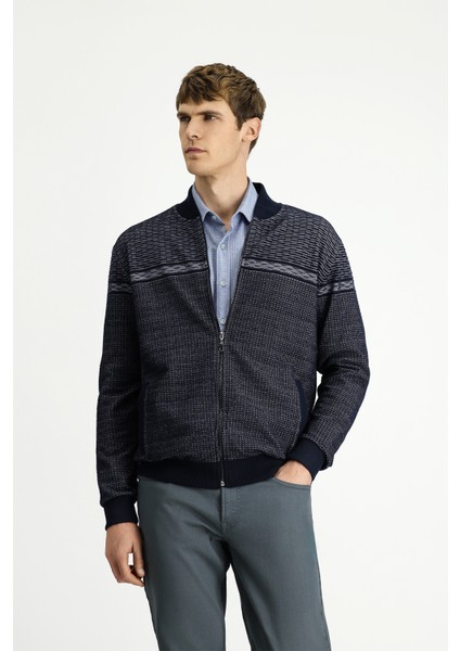 Desenli Fermuarlı Sweat Hırka