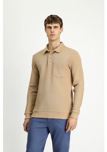 Polo Yaka Regular Fit Desenli Pamuk Sweatshırt modelleri