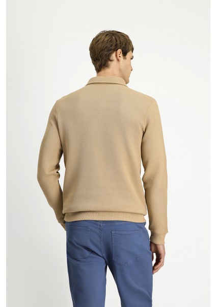 Polo Yaka Regular Fit Desenli Pamuk Sweatshırt fırsatları