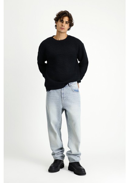 Bisiklet Yaka Loose Fit Desenli Pamuklu Sweatshirt fiyatları