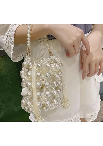 El Örmesi - İnci Parıltısıyla Mini El Çantası- Günlük ,Özel Gün (Nikah,Düğün)