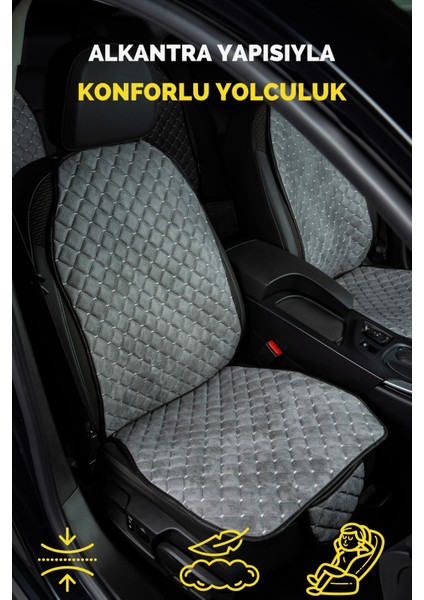 Terletmez Alkantara Ergonomik Ototurco Koltuk Kılıfı-Minderi (7 Parça) - Tam Set-Grı fiyatları