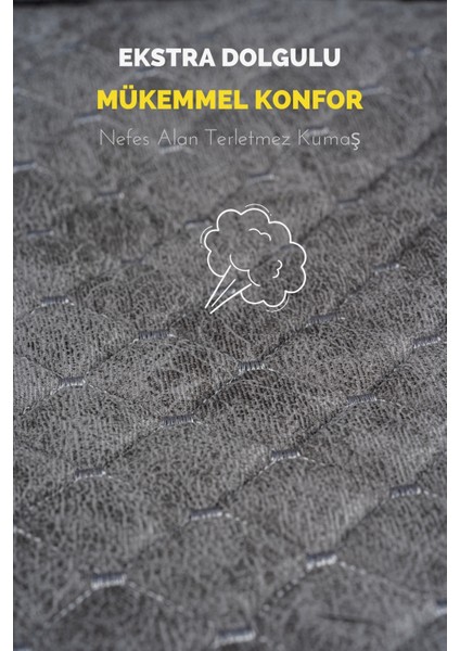 Terletmez Alkantara Ergonomik Ototurco Koltuk Kılıfı-Minderi (7 Parça) - Tam Set-Grı