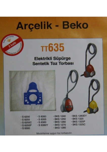 Elektrikli Süpürge Toz Torbası 5'li Paket, Beyaz, Kullanışlı ve Dayanıklı
