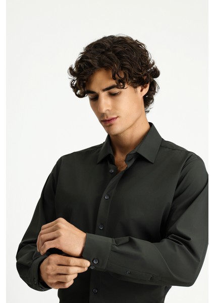 Techno-Line Uzun Kol Klasik Likralı Gömlek modelleri