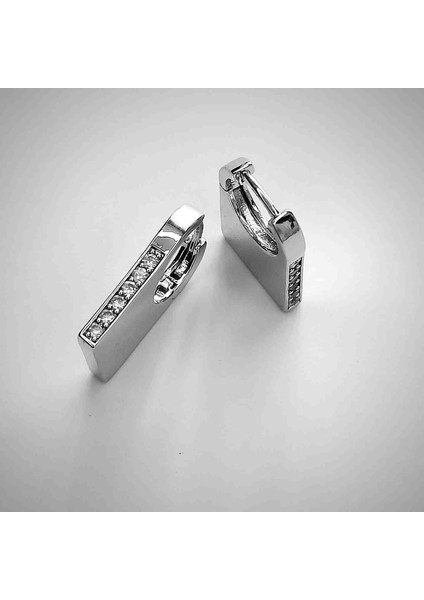 Xuping Zirkon Taşlı Dikdörtgen Küpe Gümüş indirimleri