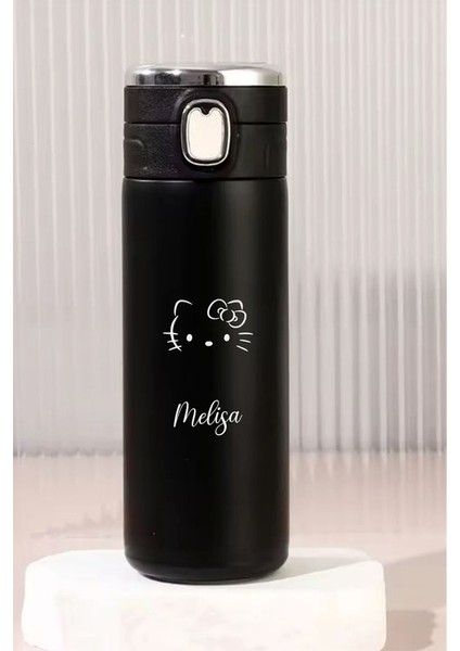 Kişiye Özel 450 ml Dijital Isı Göstergeli Kilitli Kapaklı Paslanmaz Çelik Hello Kitty Baskılı Termos modelleri