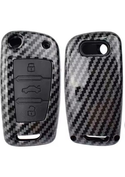 Audi A1 A3 8p 8l A4 A5 B6 B7 B8 A6 A7 C5 C6 4f Q3 Q5 Q7 8V Karbon Anahtar Kılıfı