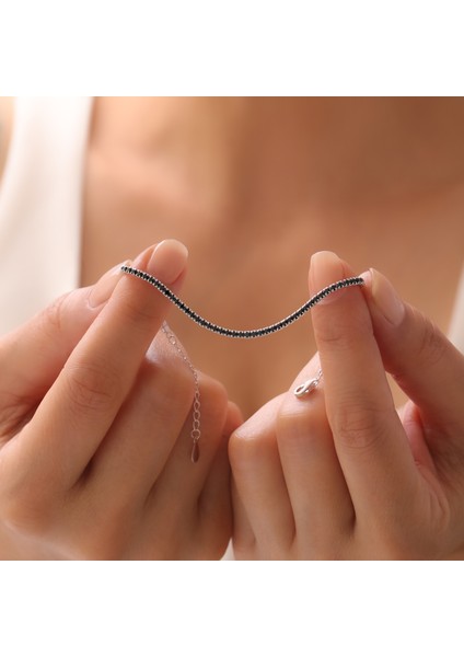 925 Ayar Gümüş Siyah Zirkon Taşlı Suyolu Bileklik fiyatları