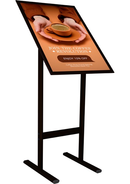 A3(29.7X42) Siyah T Ayaklı Menü ve Reklam Panosu Ayaklı Poster Pano