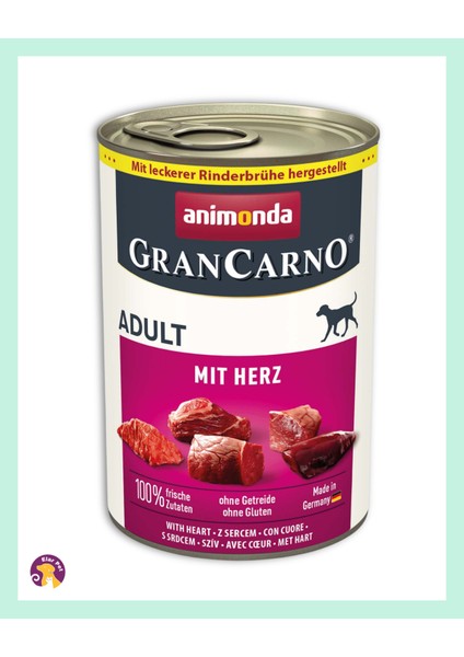 Grancarno Domuzlu ve Kalpli Yetişkin Köpek Konservesi 400GR