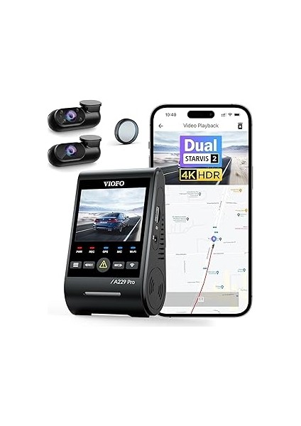 Viofo A229 Pro 3 Kameralı Ön-Iç-Arka 4K+2K+1080P Hdr Sony Starvis 2 Wifi Gps’li Araç Kamerası
