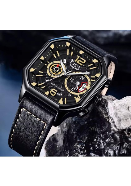 Lüks Deri Kordon Kare Tasarım 3 Atm Su Geçirmez Çok Fonksiyonlu Erkek Kol Saati fiyatları