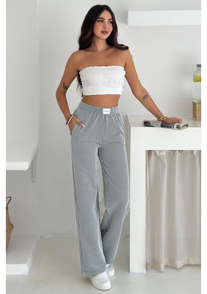 Kadın Elastik Bel Çizgili Jogger Pantolon